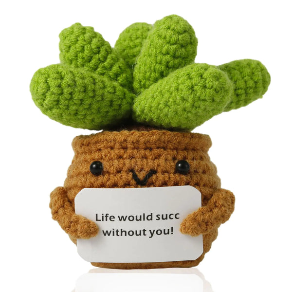 Crochet Potted Plants Creative Knitted Potted Plants Mini Cute Emotional Positive Succulents Positive Life Potato Doll Ornaments Gifts for Adults Kids Friends Home Office Desk Decoration