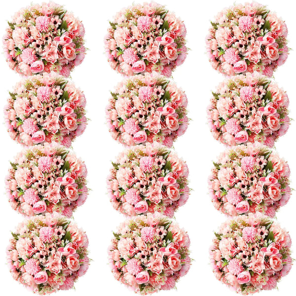 Tigeen 12 Bundles Peonies Artificial Flowers Artificial Rose Silk Flowers Faux Roses Flowers Fake Roses Silk Hydrangea Bouquet for Wedding Table Centerpiece Floral Vase Home Office Bridal Decor(Pink)