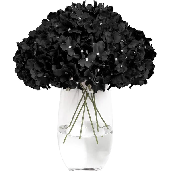 Tifuly Hydrangea Artificial Flowers -12 pcs Realistic Fake Hydrangea Silk Flowers with Stems Faux Hydrangea Flowers Heads for Office Home Party Wedding Centerpiece DIY Floral Decor（Black）